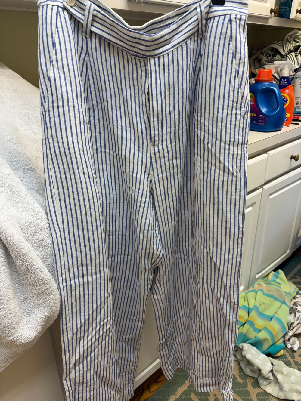 Madewell White and Blue Striped Pants